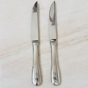 2pc SABATIER SBI6 Stainless Steak Knife 9 1/4” Hollow Serrate Plain Fiddle 18/10